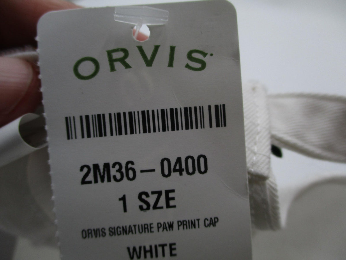 Orvis Hat Cap Strap Back Mens One Size White Paw Print Dog Baseball Cotton Twill13