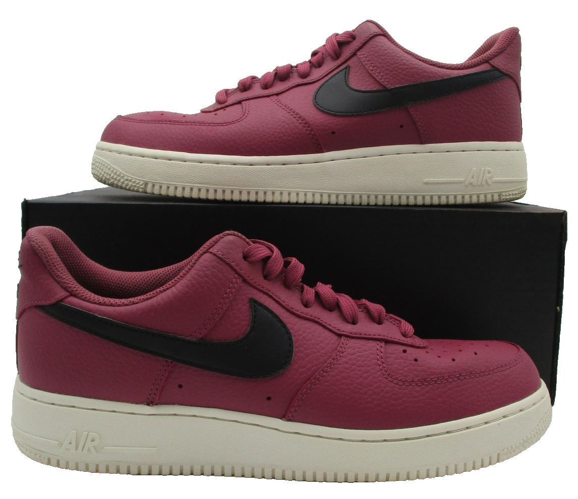 Nike Air Force 1 Low Shoes Mens Sz 9.5 Red Black Leather Low Top AA4083-601 1U50