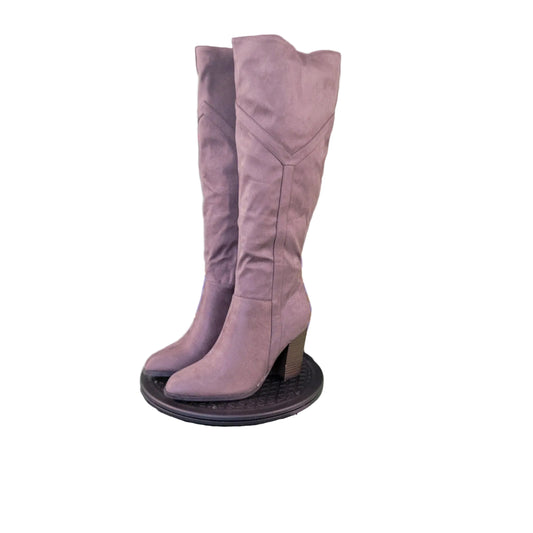 Journee Collection Kyllie Almond Toe Block Heel Zip Up Riding Boot Sz 8.5 Gray0