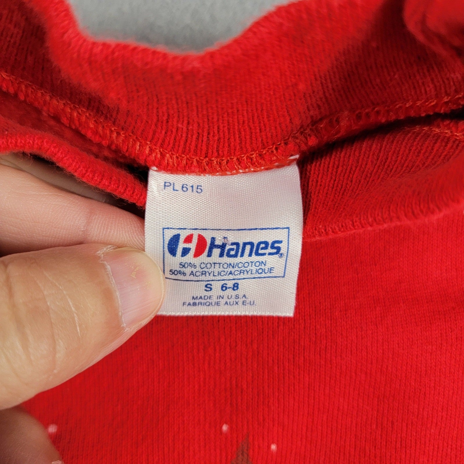 Vintage 80's Christmas Sweatshirt Kids Sz S (68) Red Long Sleeves