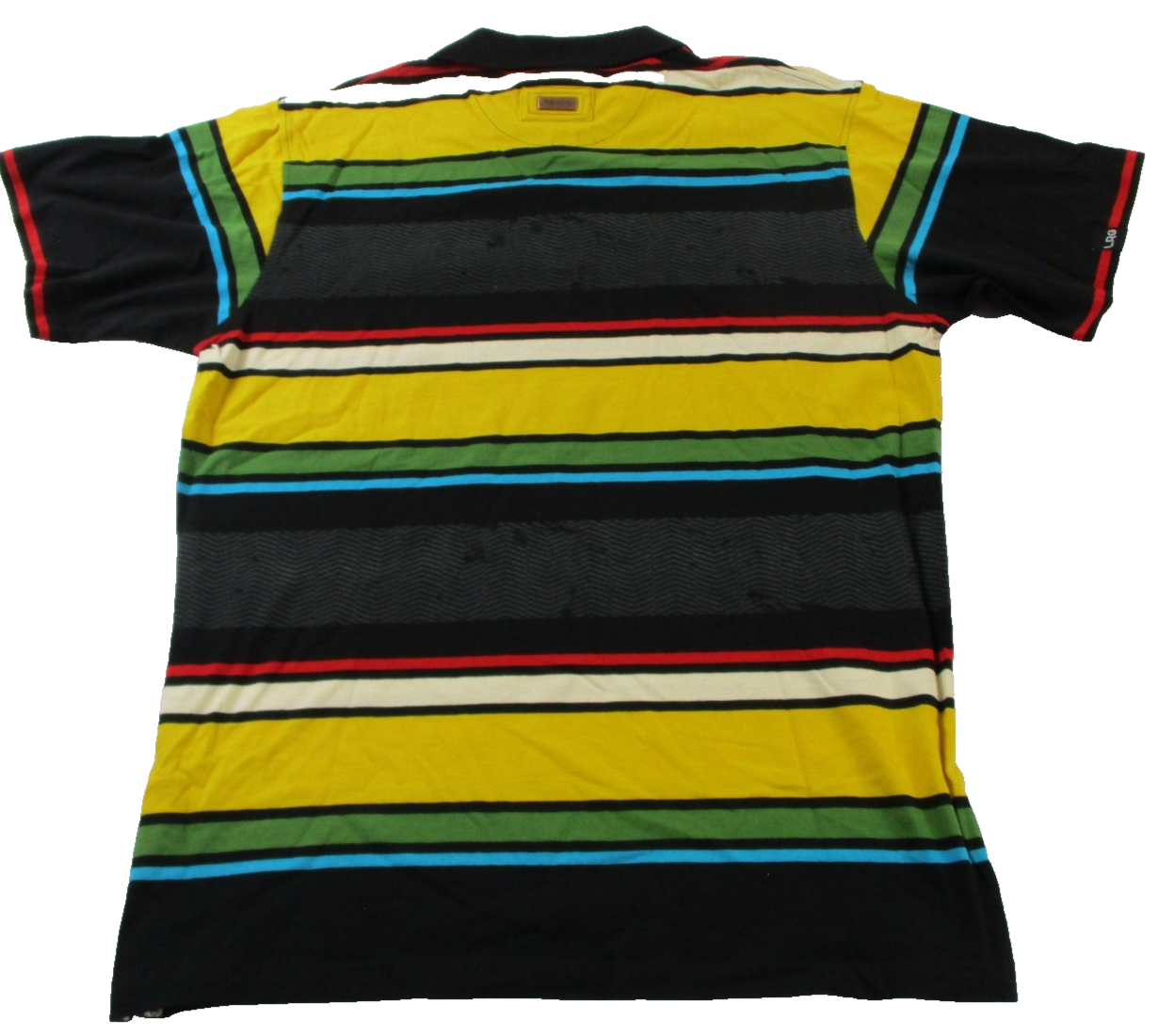 LRG Game Call Polo Shirt Mens XL Multicolor Striped Short Sleeve Cotton 16361