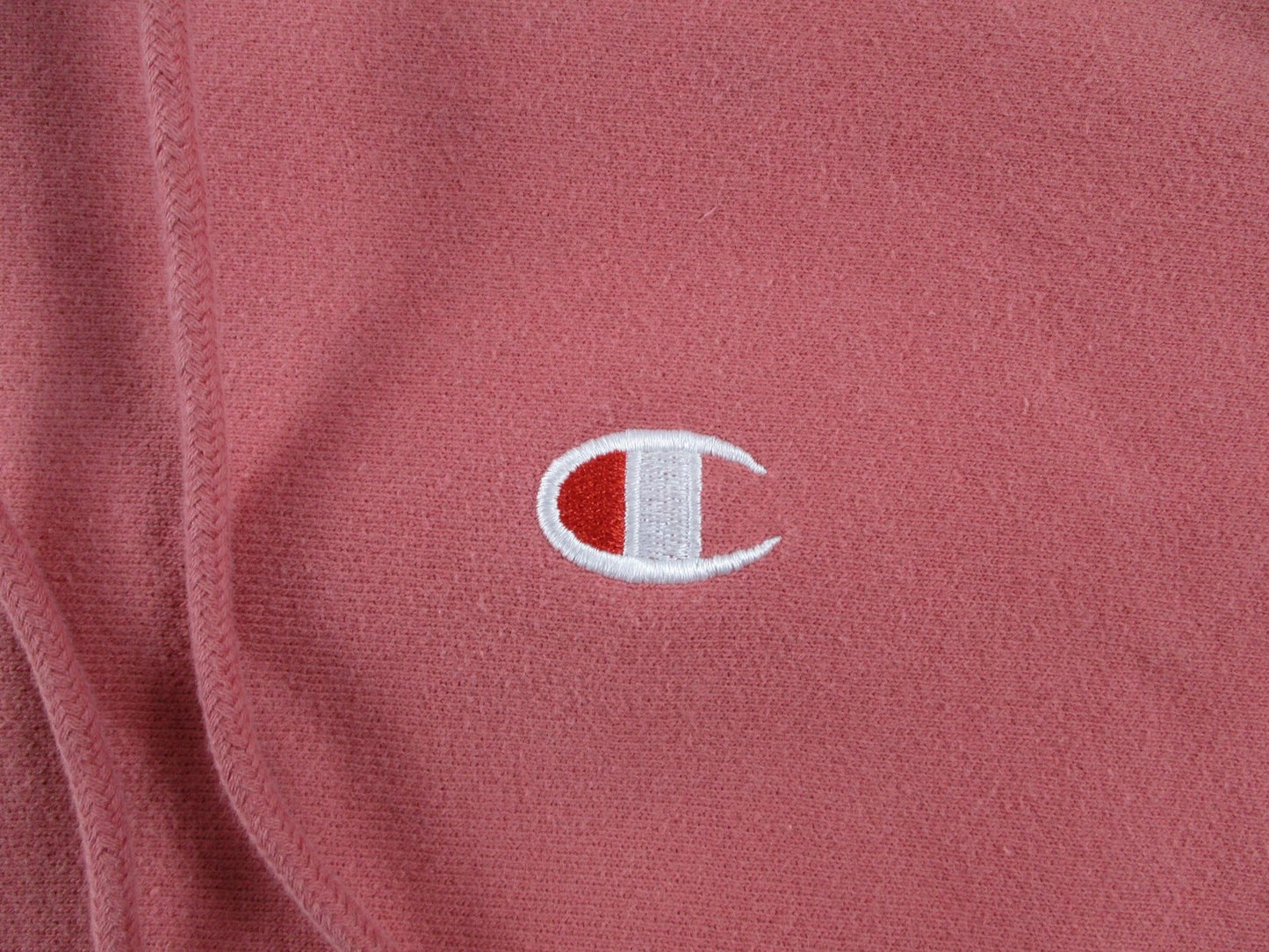 Vintage Champion Hoodie Mens Medium Pink Reverse Weave Sweatshirt Embroidered1