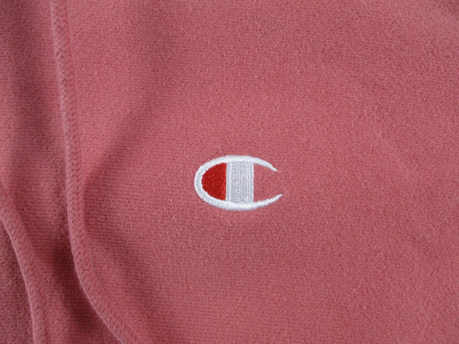 Vintage Champion Hoodie Mens Medium Pink Reverse Weave Sweatshirt Embroidered1