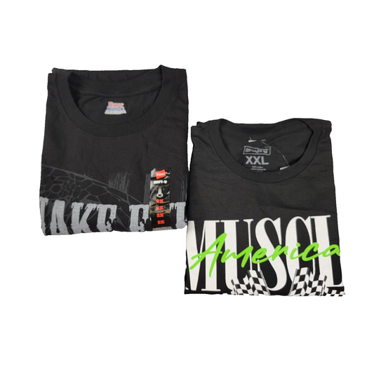 2 Pk Bundle Hanes Snake Eyes + American Muscle Graphic Tee Mens 2XL Black