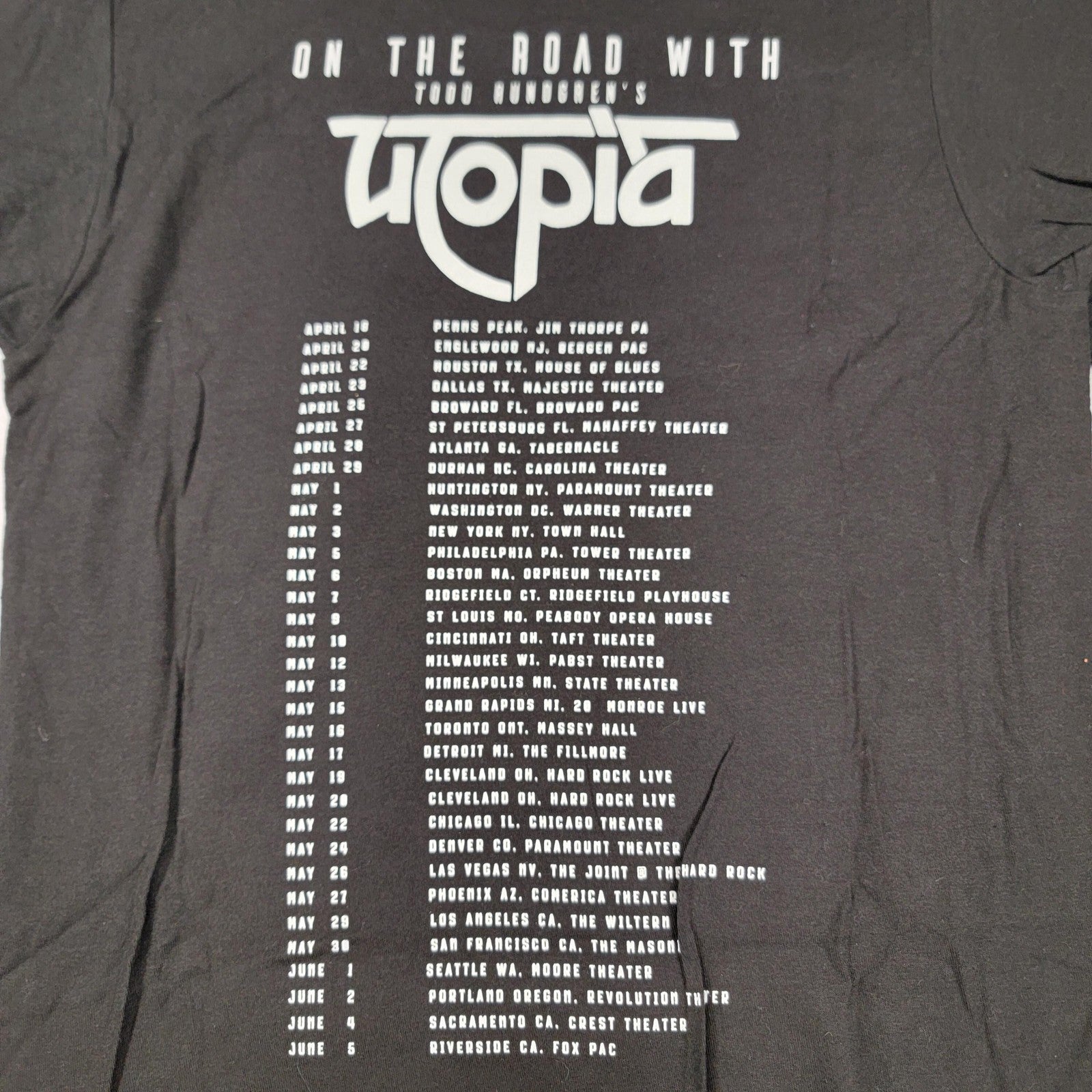 2 Pack Todd Rundgren Utopia Tour & Christopher Cross Black Tshirts Sz S