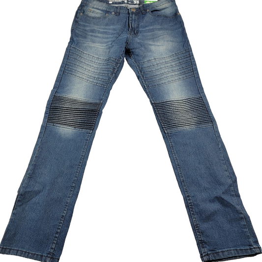 LRG Jeans Mens 32 Blue Skinny Fit Biker Stretch Denim Lifted Research Group (9110