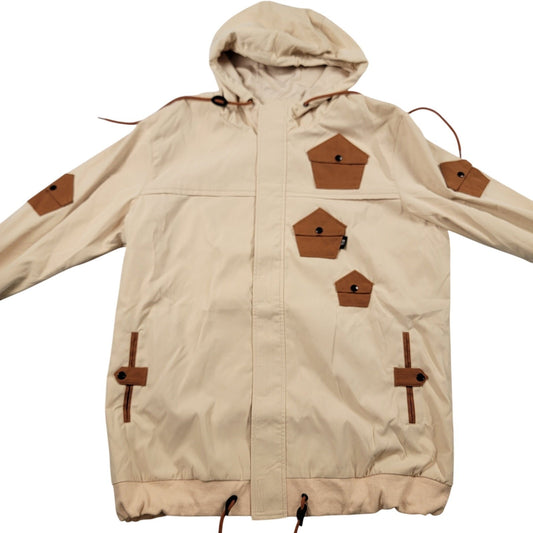 The Hideout Clothing THC Hooded Jacket Men’s XL Beige Brown NWT0