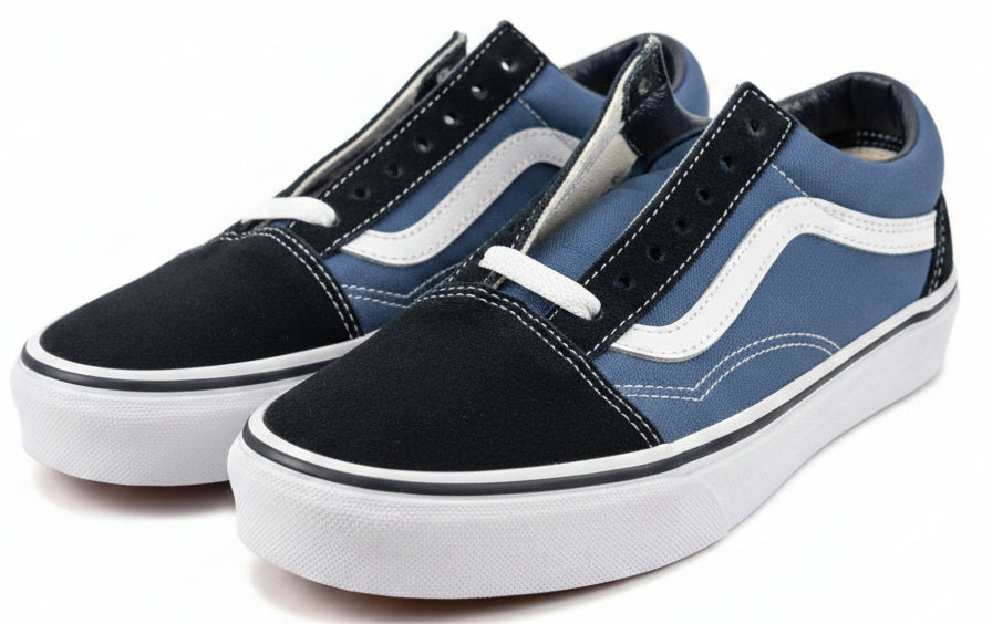 VANS Old Skool Navy Blue Canvas Suede Skateboard Sneakers Sz 5.5M 7W VN000D3HNVY0