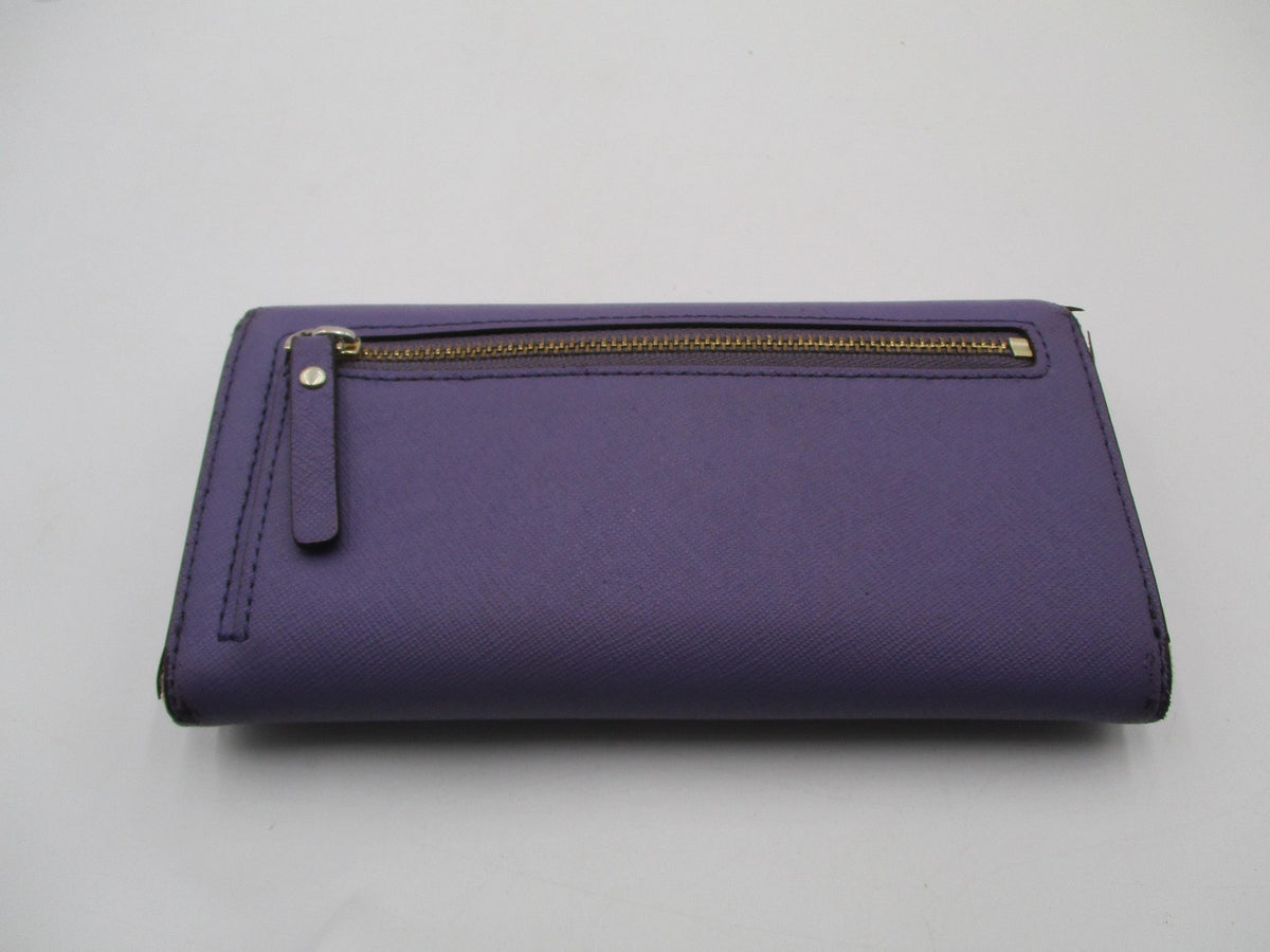 Kate Spade Wallet Womens One Size Purple Leather Zip Trifold ID Window5