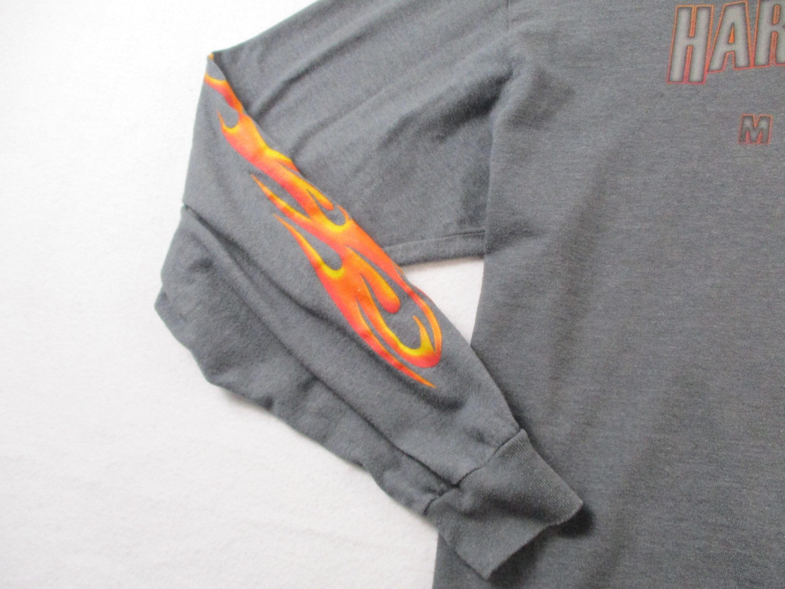 Harley Davidson Beijing China Flame Sleeve Hanes Beefy Long Sleeve XL 15546