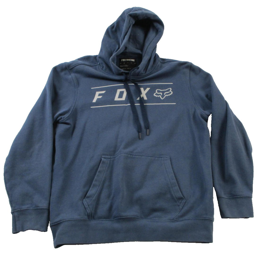 Fox Racing Hoodie Mens Medium Blue Pullover Fleece Sweatshirt FOX Logo Graphic0