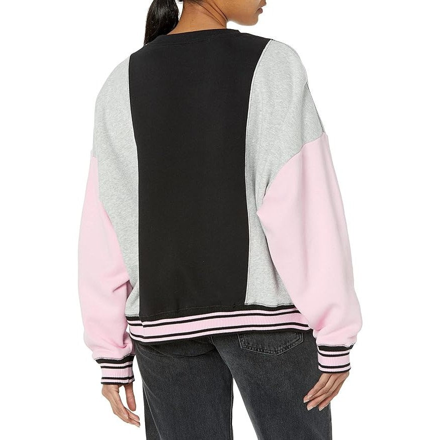 Russell Athletic Women's Graphic Logo Color Block Sweatshirt Pink Icing Sz S1