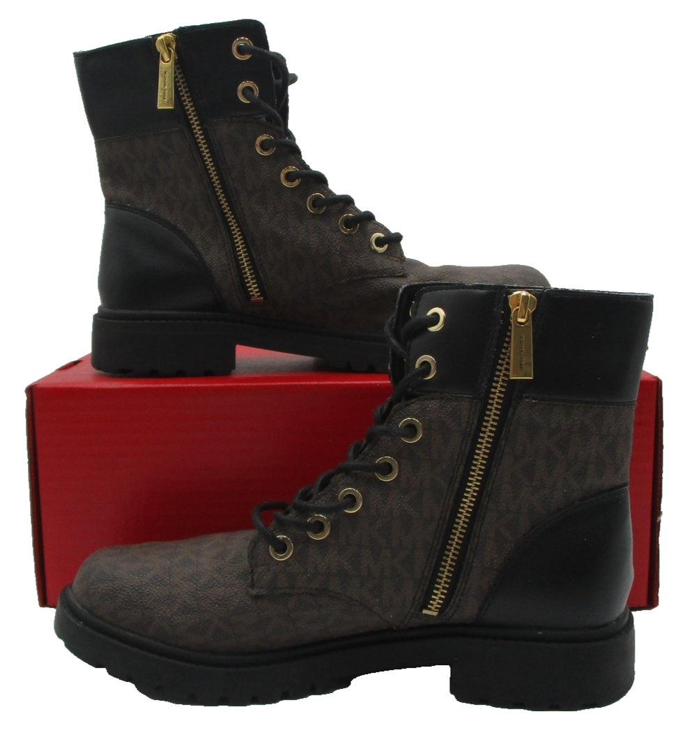 Michael Kors Boots Womens Size 8 Brown Logo Combat Lace Up Ankle LS21J (1R2)0