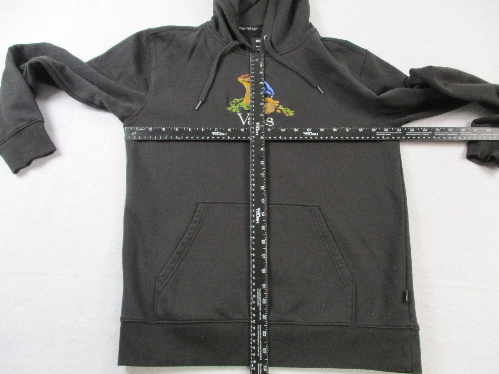 Vans Hoodie Mens Medium Black Pullover Fleece Sweatshirt Mushroom Graphic 16277