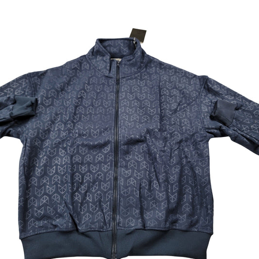 Rawgear Navy Blue Geometric Pattern Full Zip Jacket Men's