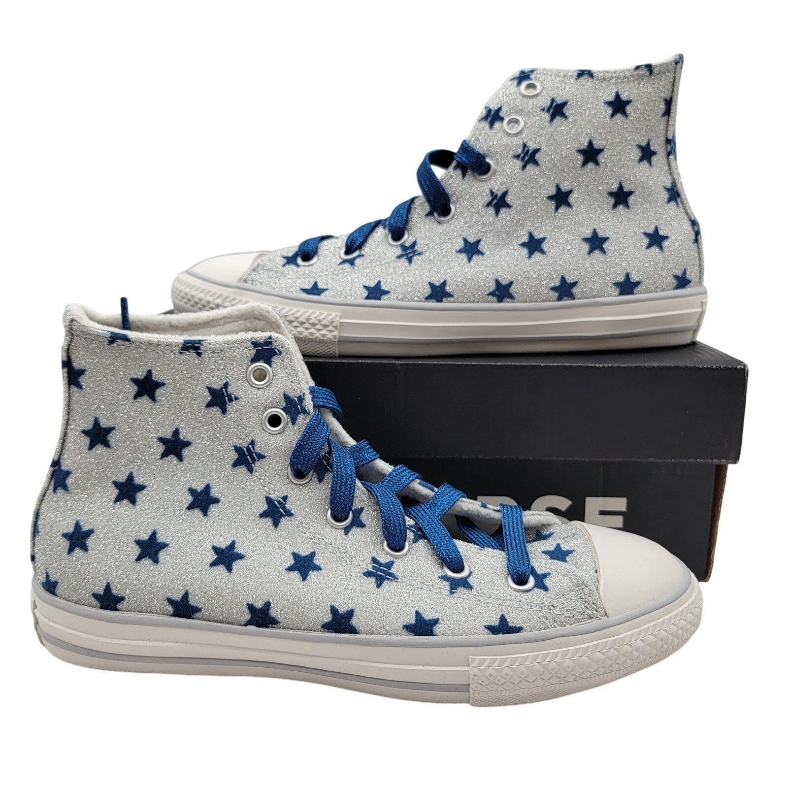 Converse CTAS High 'Glitter Blue Stars' Sz 4Y - New0
