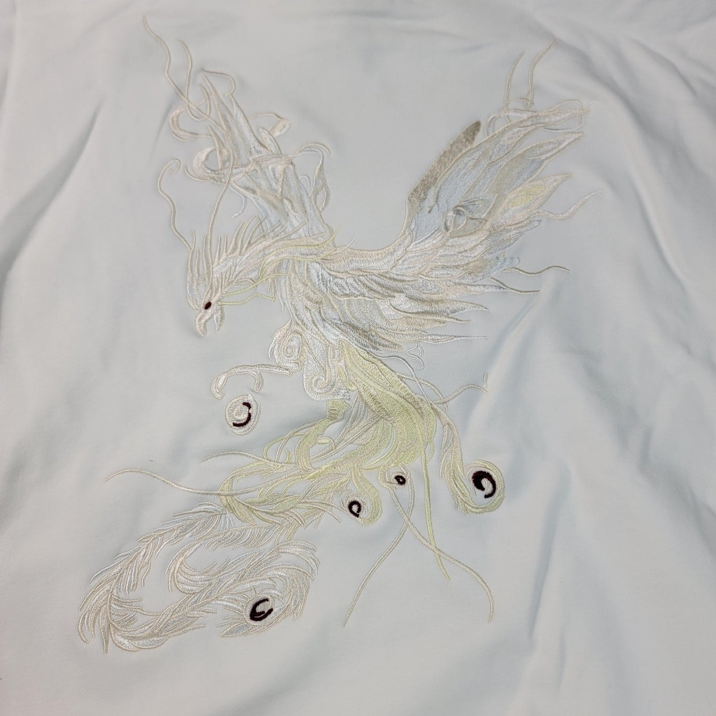 NIEPCE Hoodie Mens XL White Embroidered Phoenix Back Graphic Pullover KH90114