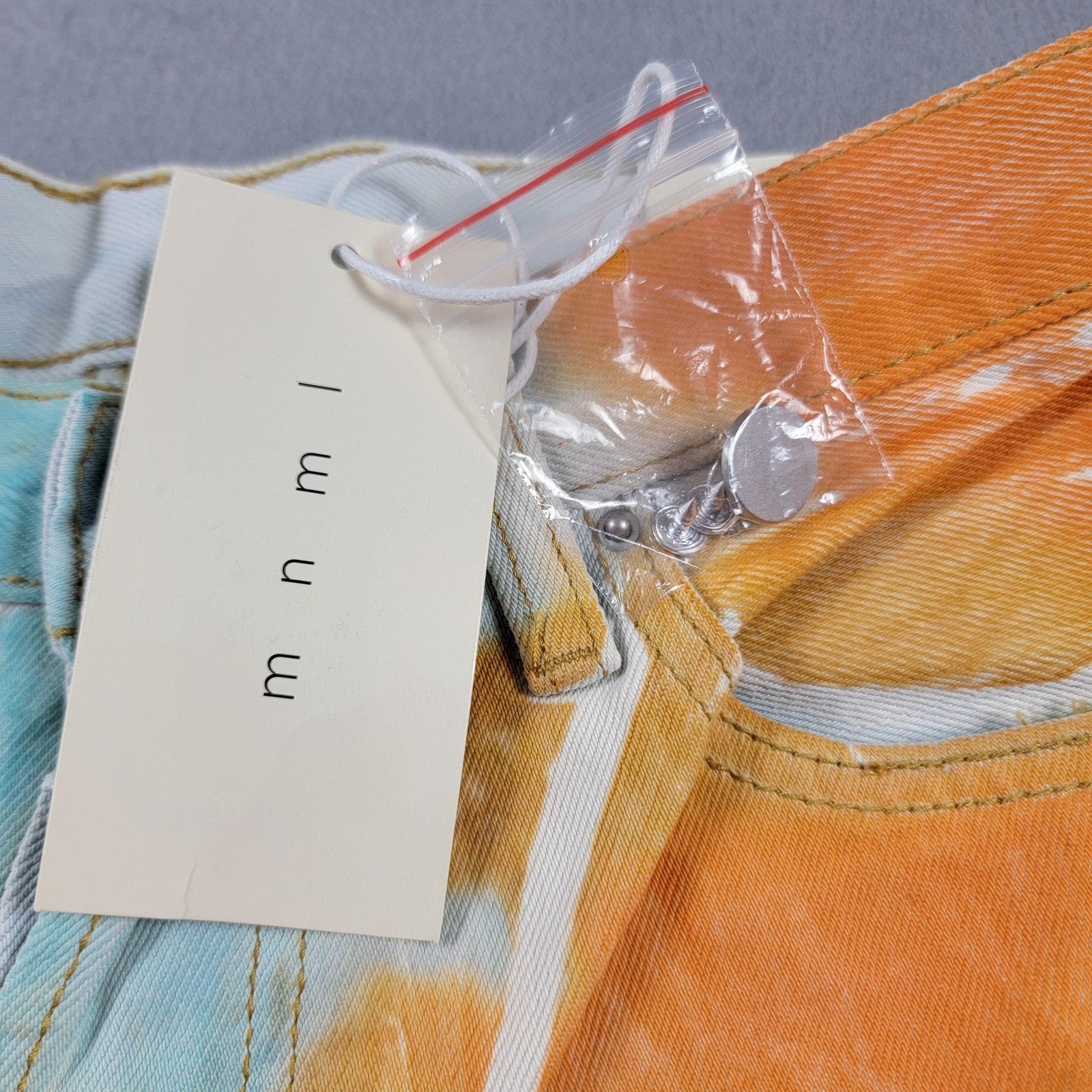 mnml B412 Flare Denim Jeans Womens 31 Tie Dye Multicolor Distressed Flared