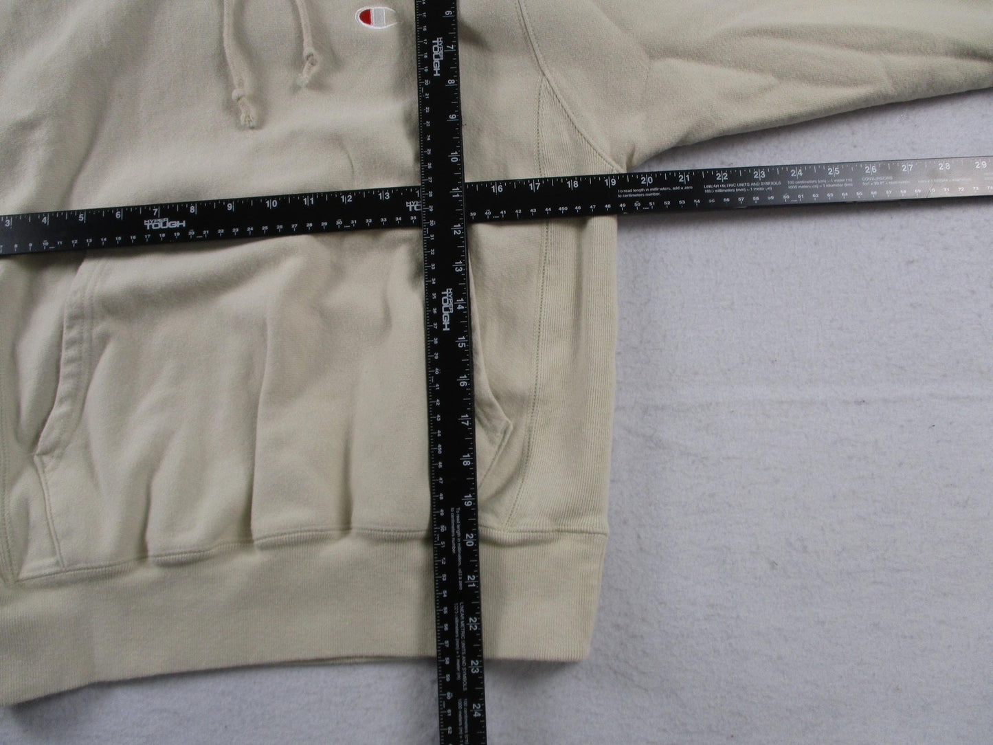 Vintage Champion Reverse Weave Hoodie Mens Small Beige Pullover Sweatshirt Logo7