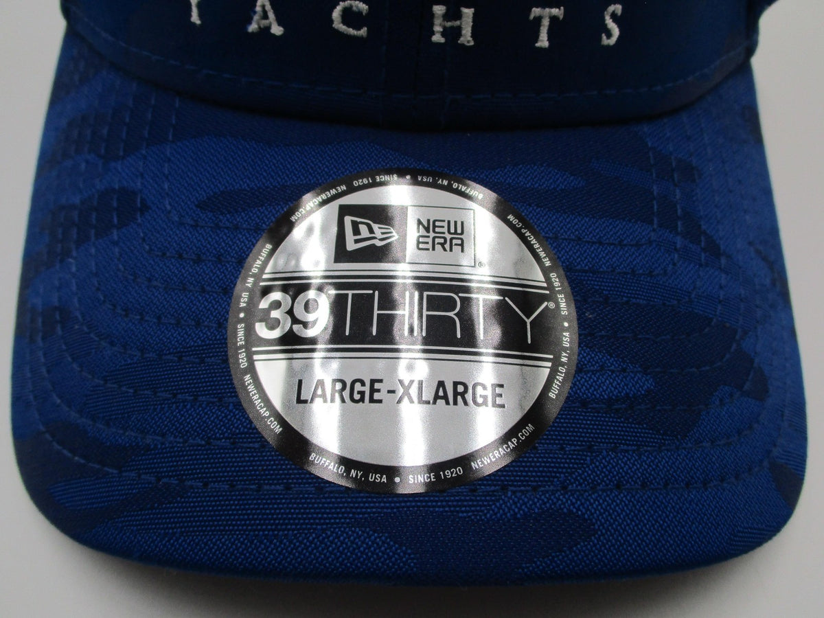 New Era HMY Yachts Hat Cap Fitted Mens L/XL Blue Mesh Camo Baseball 39THIRTY9