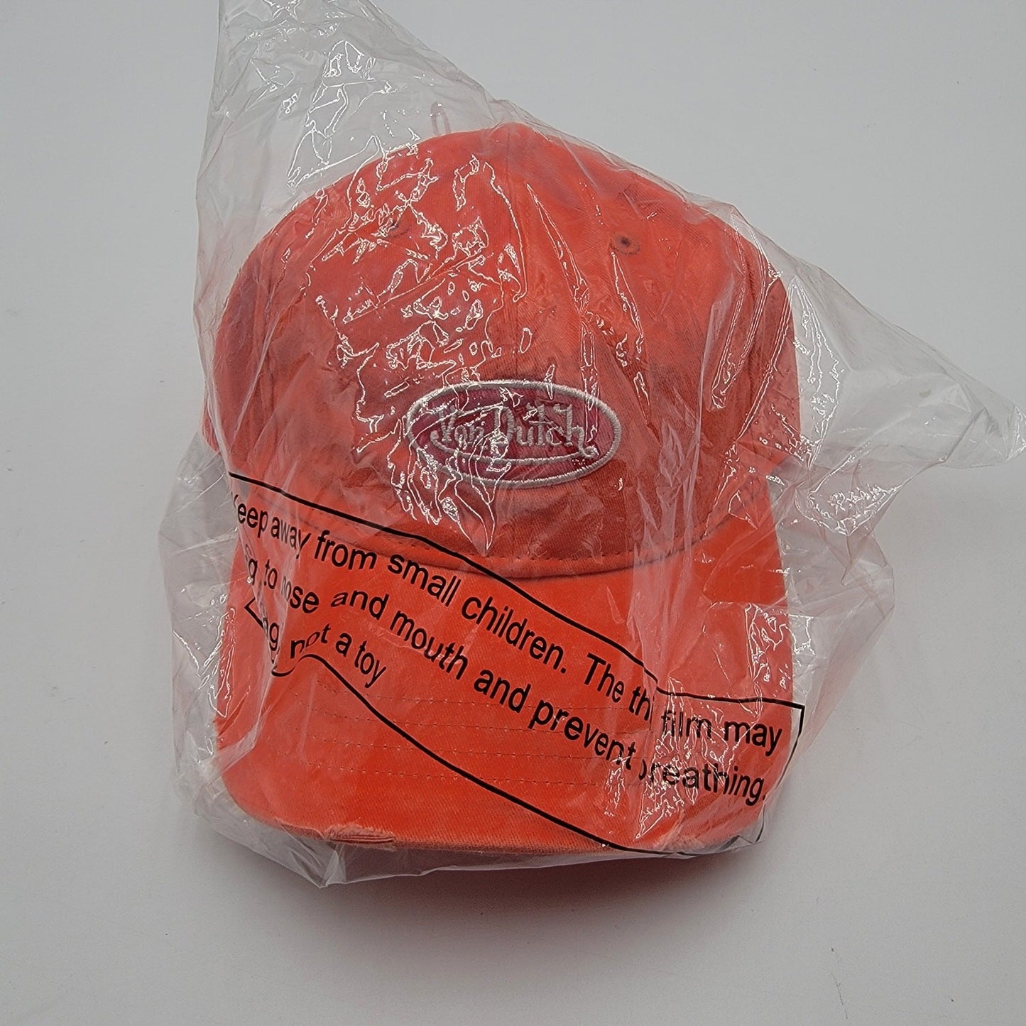 Von Dutch Distressed Denim Adjustable Dad Cap in Orange9