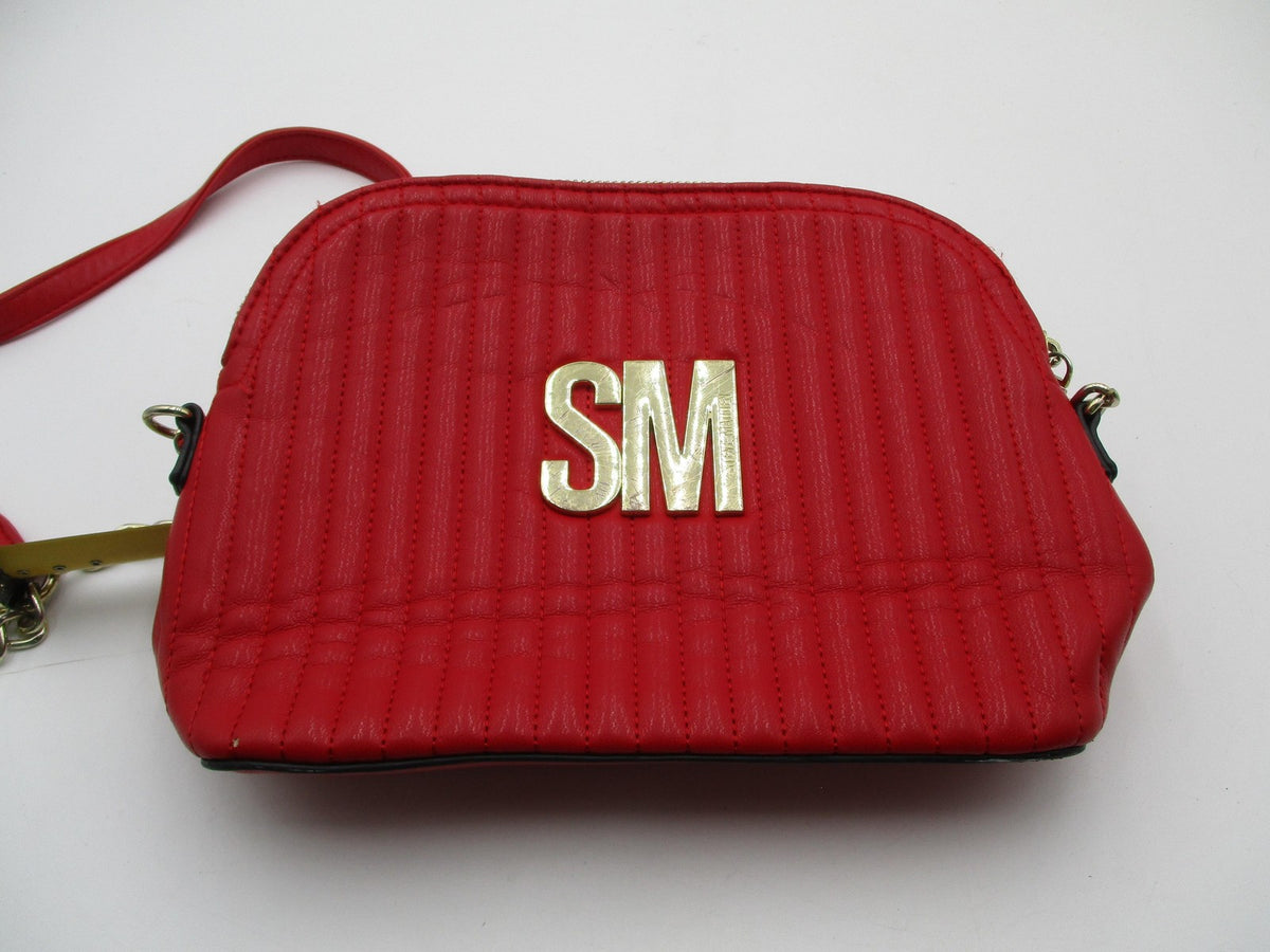 Steve Madden Crossbody Bag Womens Small Red Quilted Faux Leather Gold SM Logo0