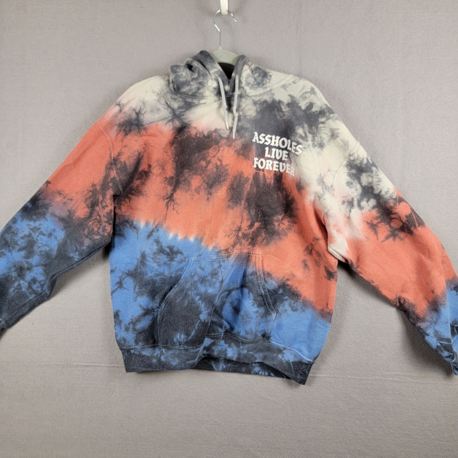 AHoles Live Forever MultiColor TieDye Pullover Hoodie Sz XL