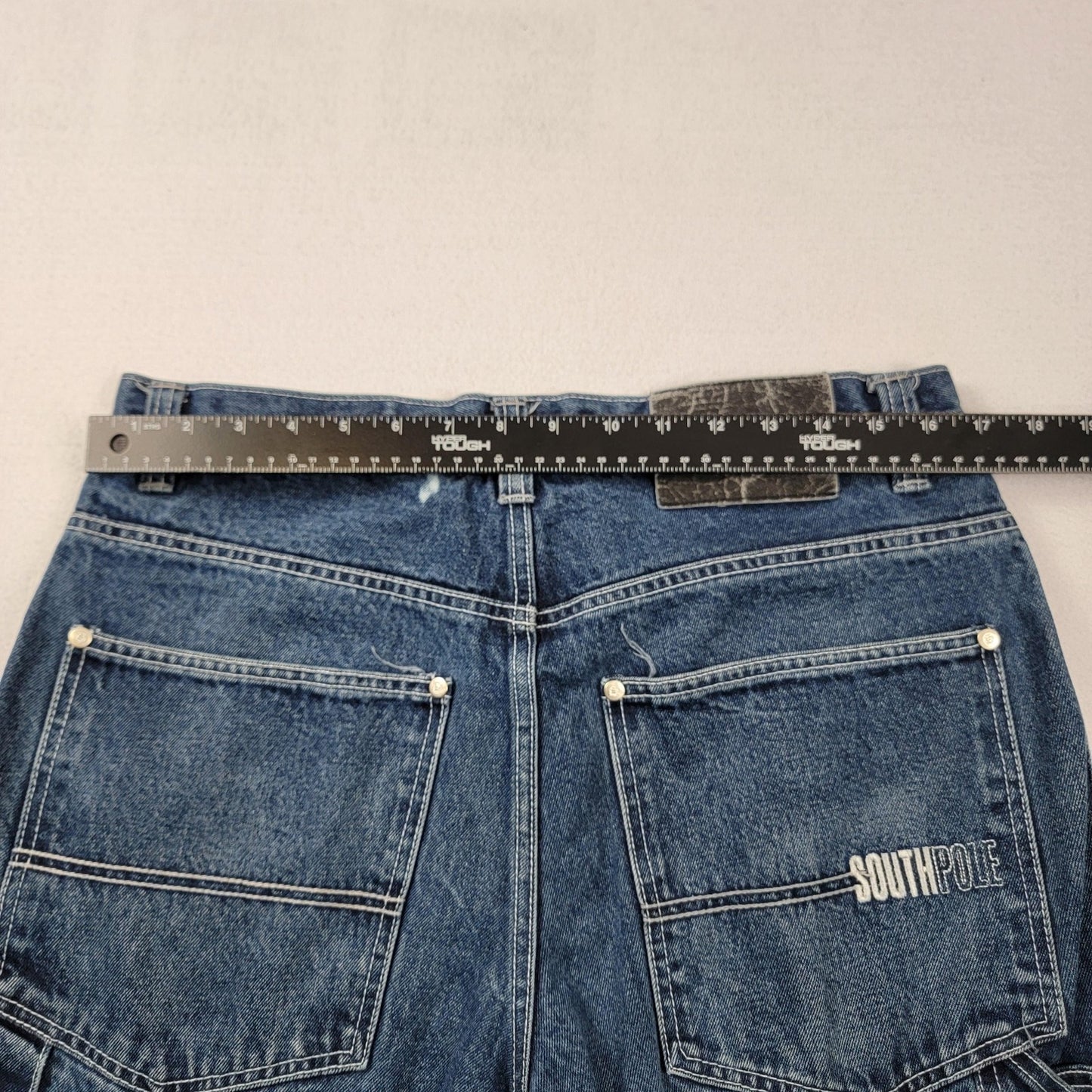 Southpole Jeans Mens 36 Blue Carpenter Workwear Utility Pockets Hammer Loop 11907