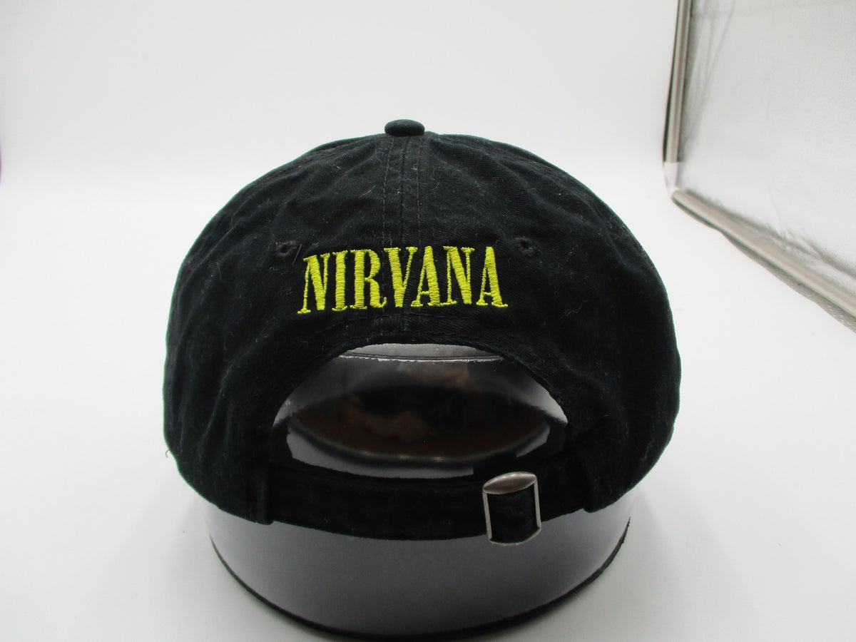 Nirvana Hat Cap Strap Back Mens One Size Black Smiley Face Rock Band Logo5