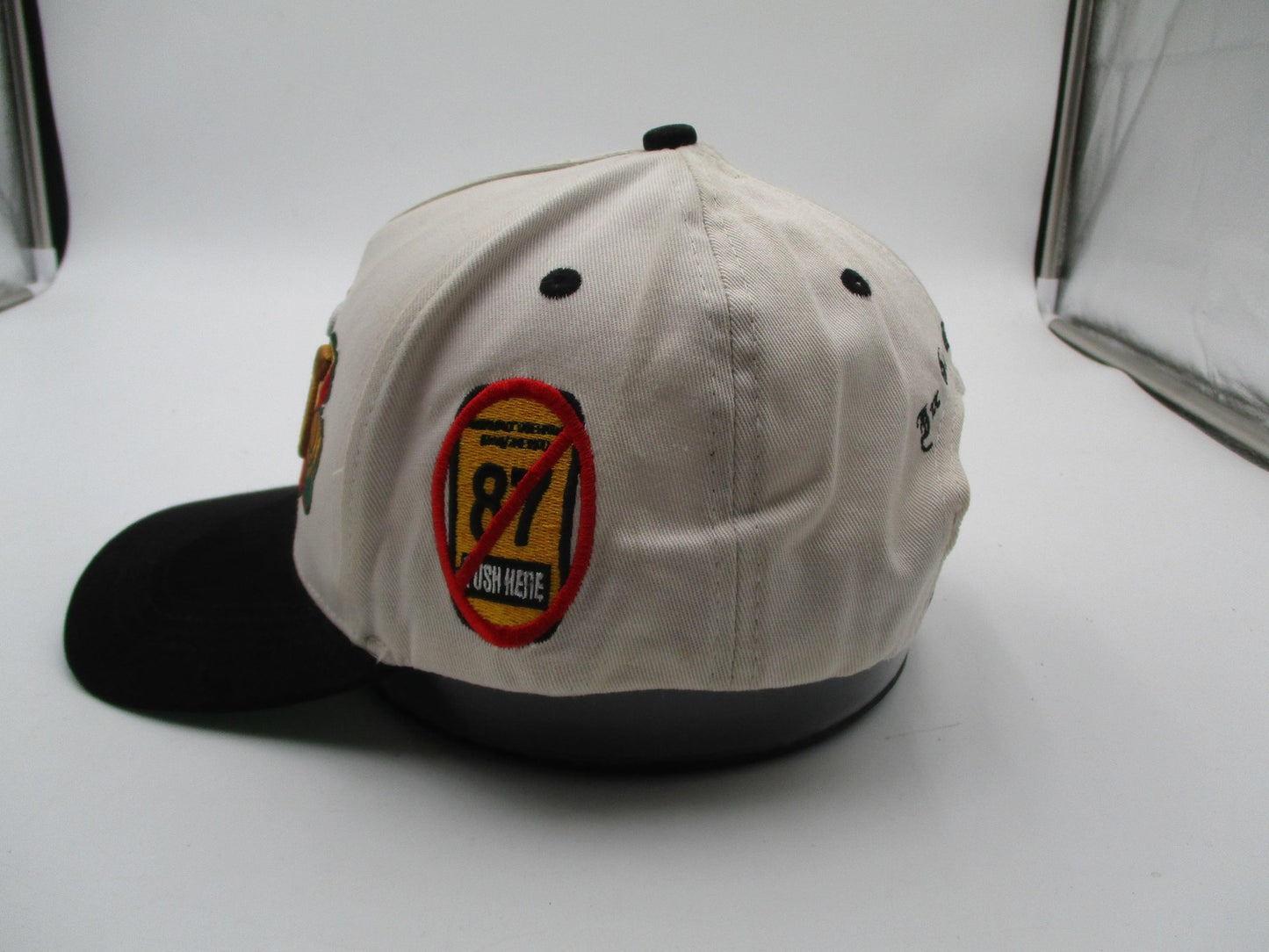 GASNYC Hat Cap Snap Back Mens One Size Beige Black GAS Graphic Embroidered Funny5