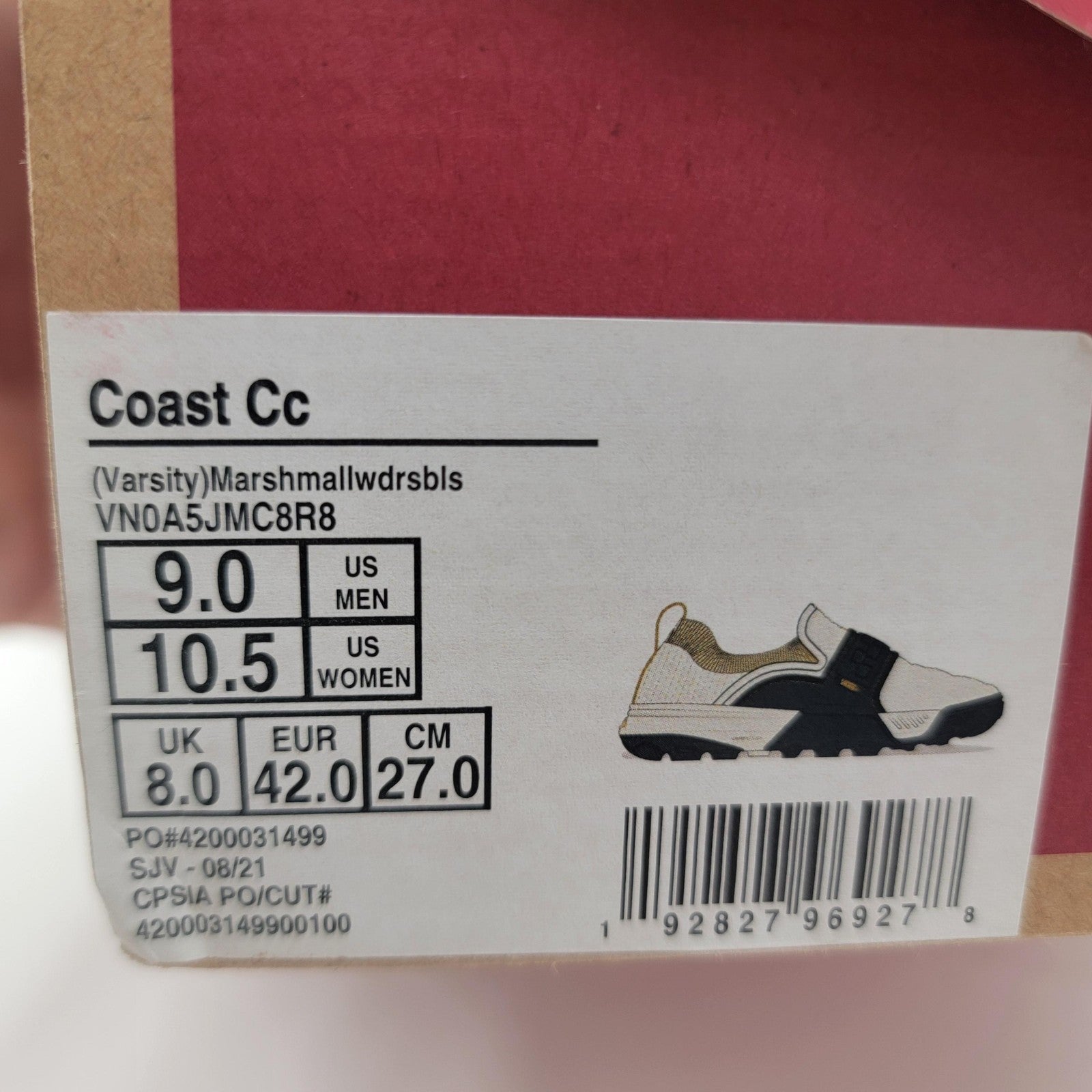 Vans Coast CC Shoes Mens Size 9 Marshmallow Blue ComfyCush Varsity VN0A5JMC8R88