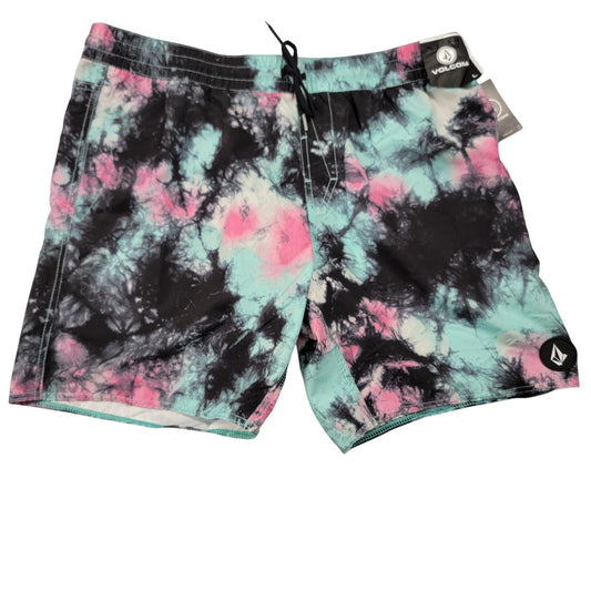 Volcom Tie Dye Elastic Waist Board Shorts Men’s Large Multicolor Swim Trunks NWT0