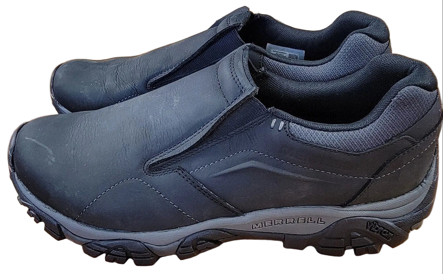 Merrell Mens Moab Adventure Moc Black Leather Slip On Sneakers Sz 11.5 J918330