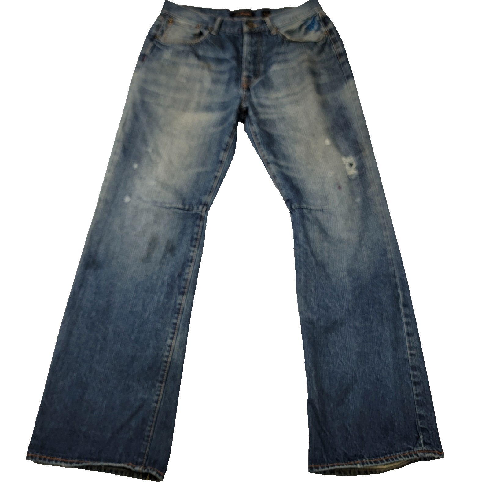 Ed Hardy Jeans Mens 34x34 Blue Denim Straight Leg Tiger Embroidery Distressed1