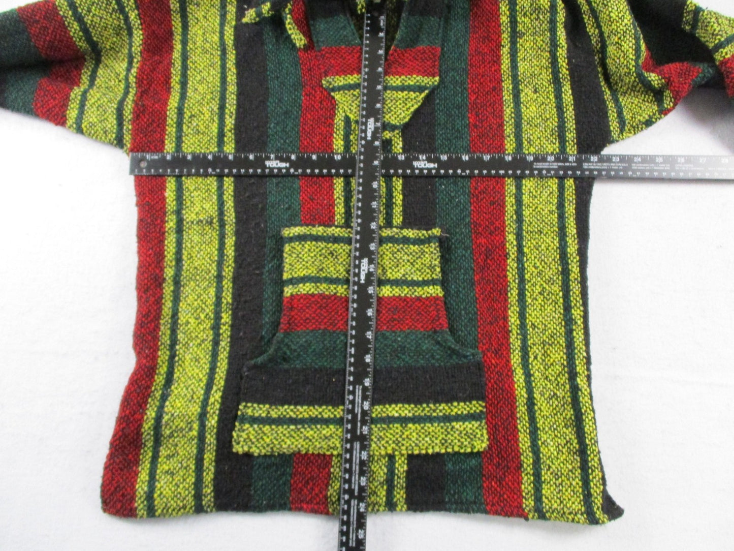 Artesanias Cuamatzi Sweater Mens Large Multicolor Hooded Baja Striped Knit6