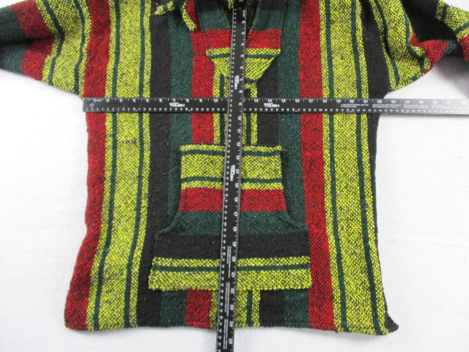 Artesanias Cuamatzi Sweater Mens Large Multicolor Hooded Baja Striped Knit6