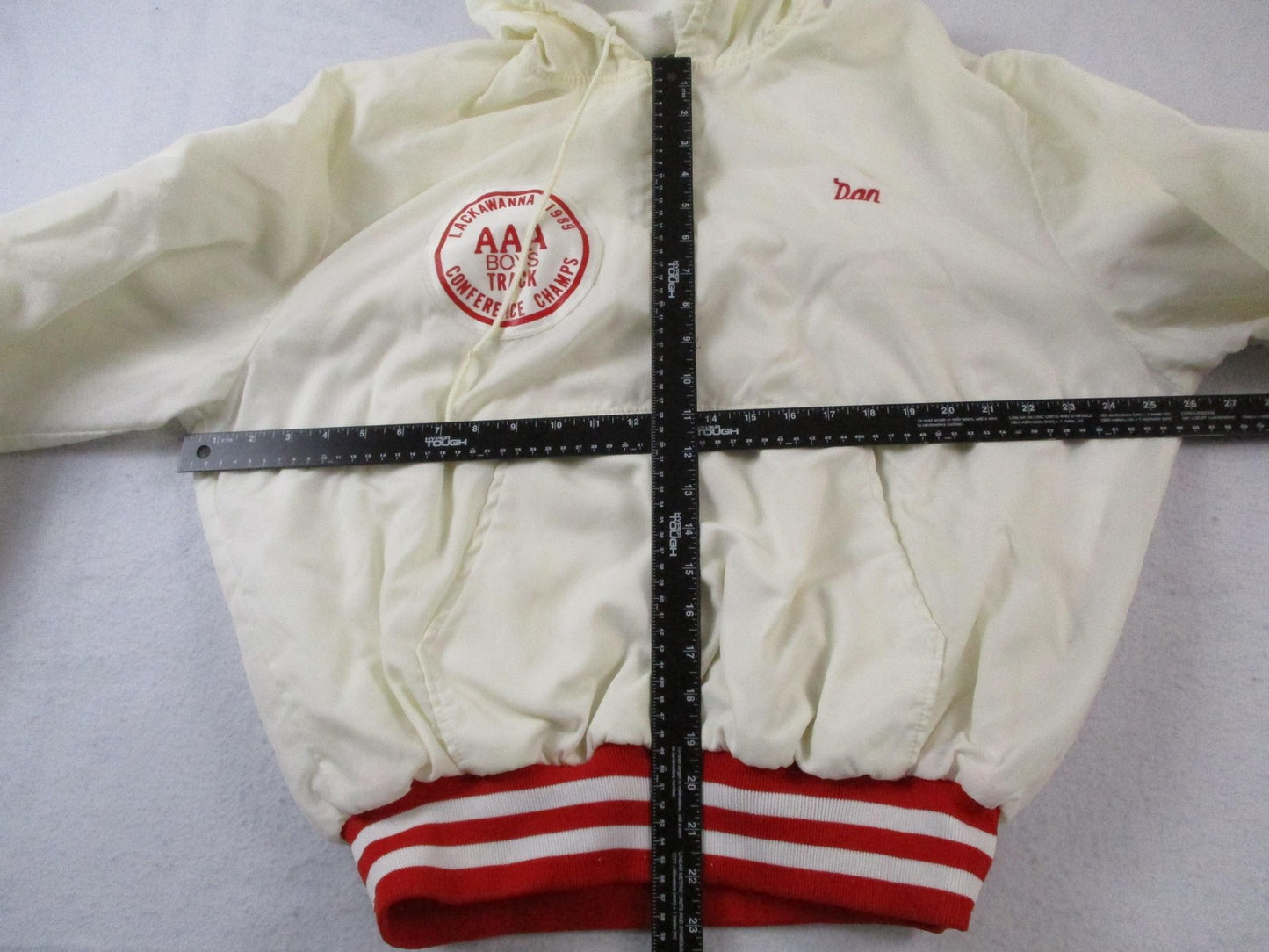 Vintage Holloway Jacket Mens XL White Hooded 1/2 Zip Track NP Varsity 16467