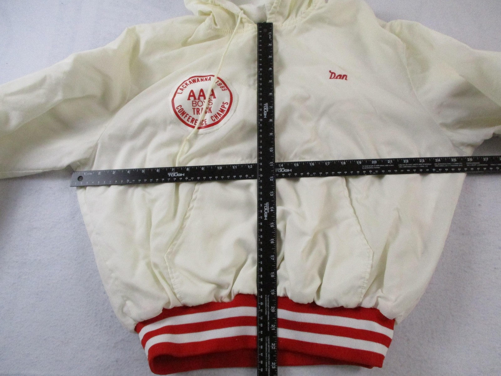 Vintage Holloway Jacket Mens XL White Hooded 1/2 Zip Track NP Varsity 16467