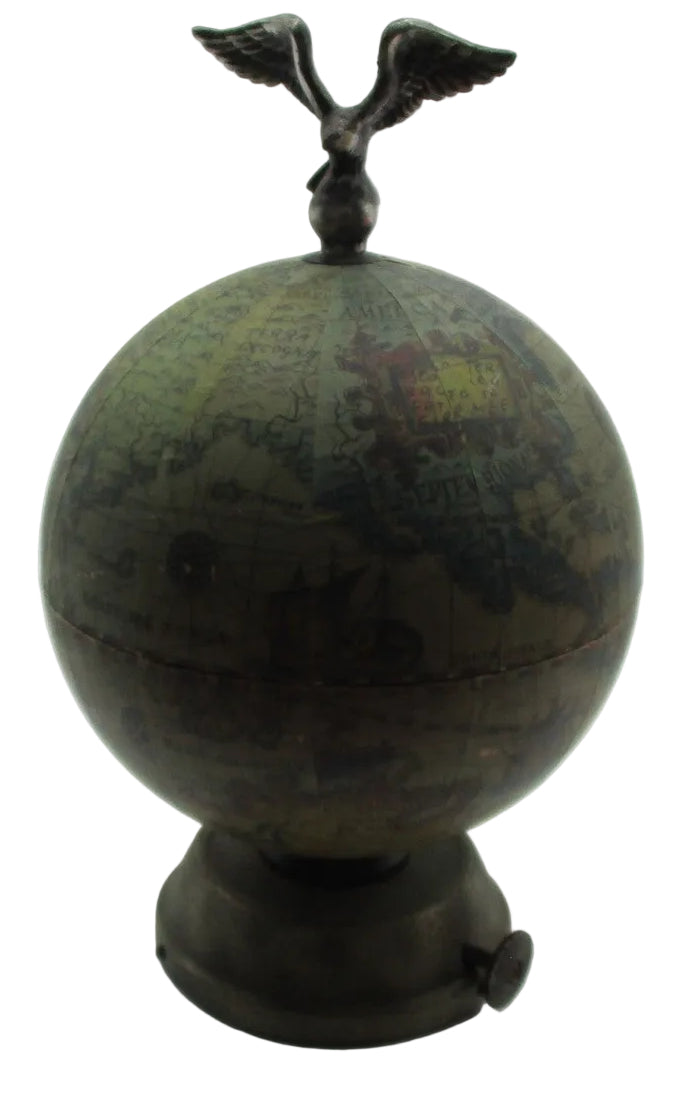 Vintage Japanese Nikka Whisky Musical Globe Bar & Amber Glass Decanter 60s0