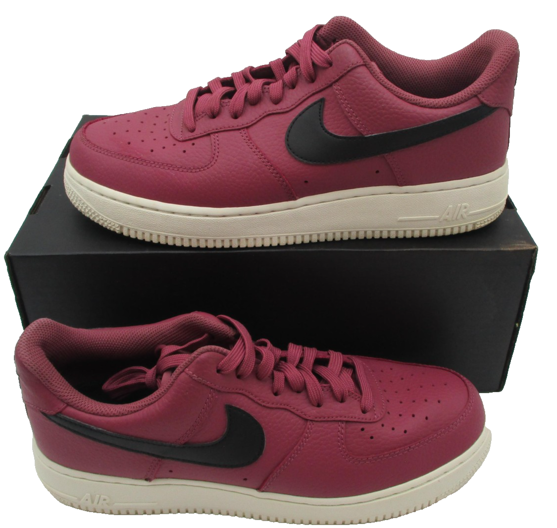 Nike Air Force 1 Low Shoes Mens Sz 9.5 Red Black Leather Low Top AA4083-601 1U52