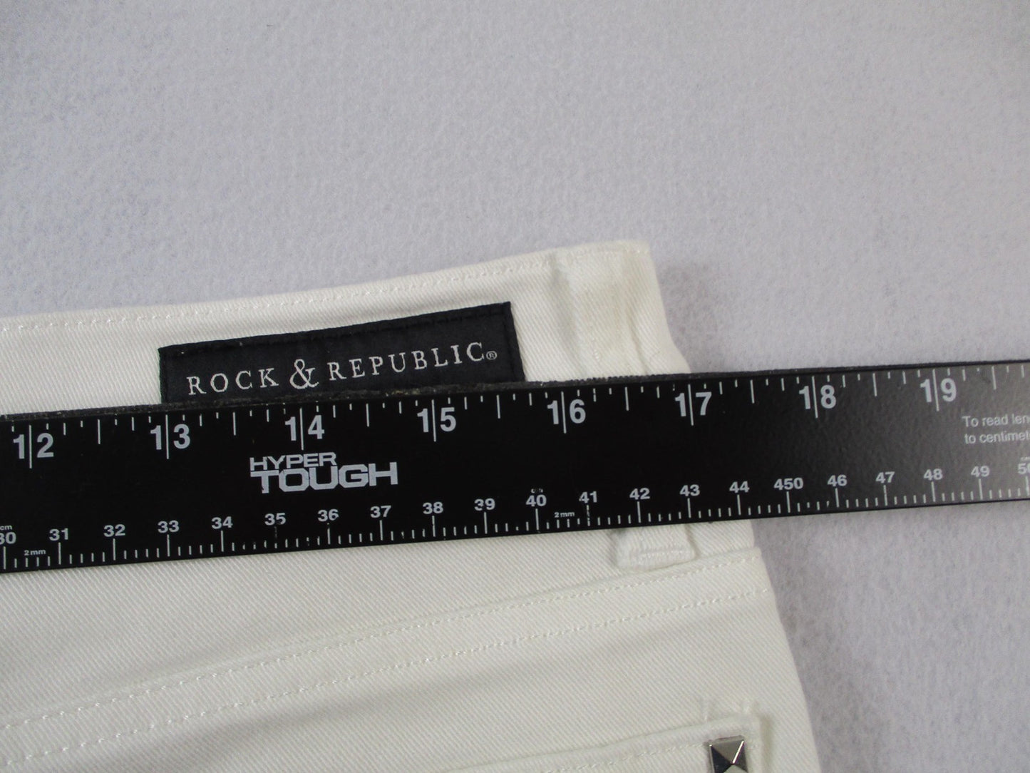 Rock & Republic Kendall Jeans Womens 12 White Straight Leg Stretch Denim 143912