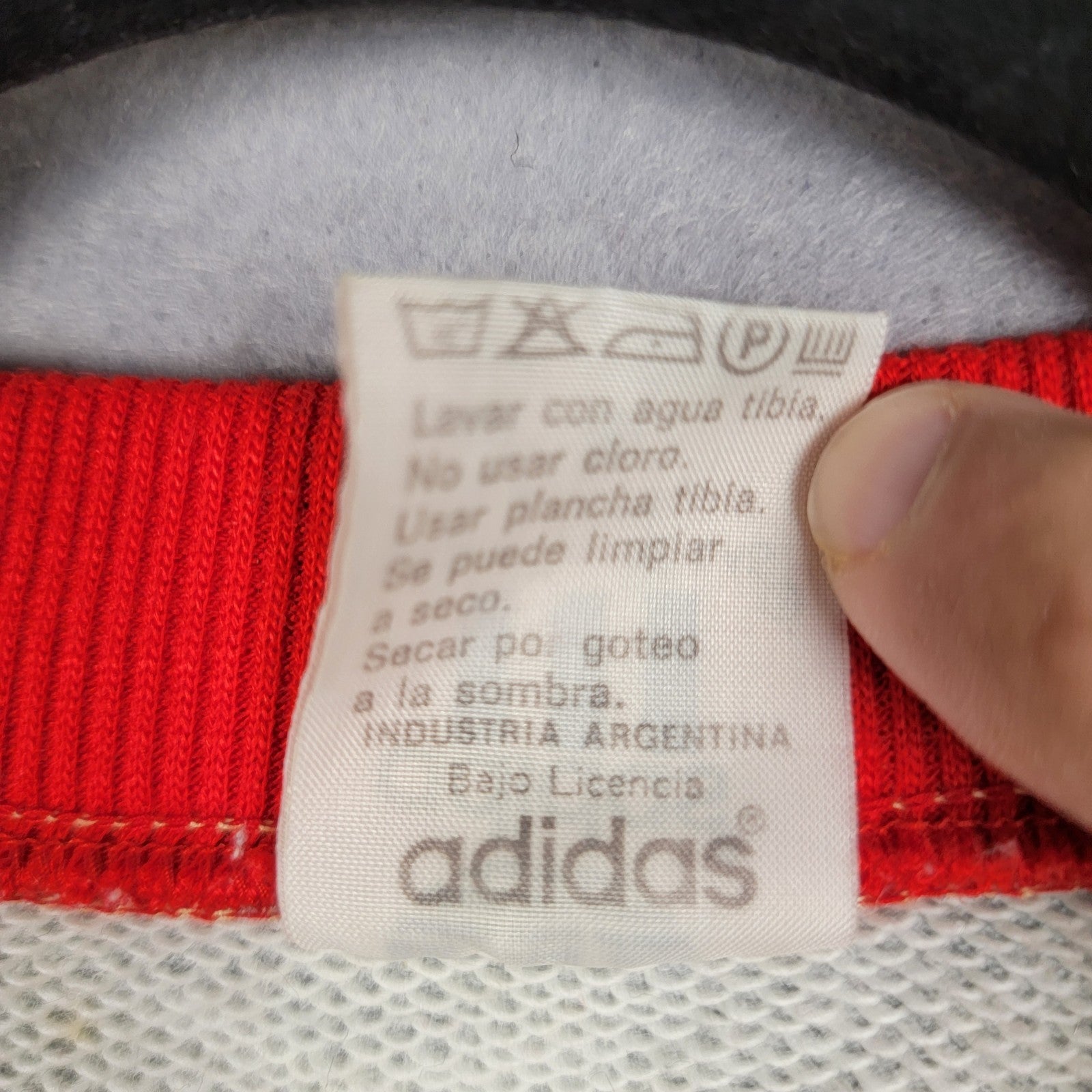 Vintage adidas Argentina Tracksuit Grey Red Logo Sweatshirt & Joggers Sz L
