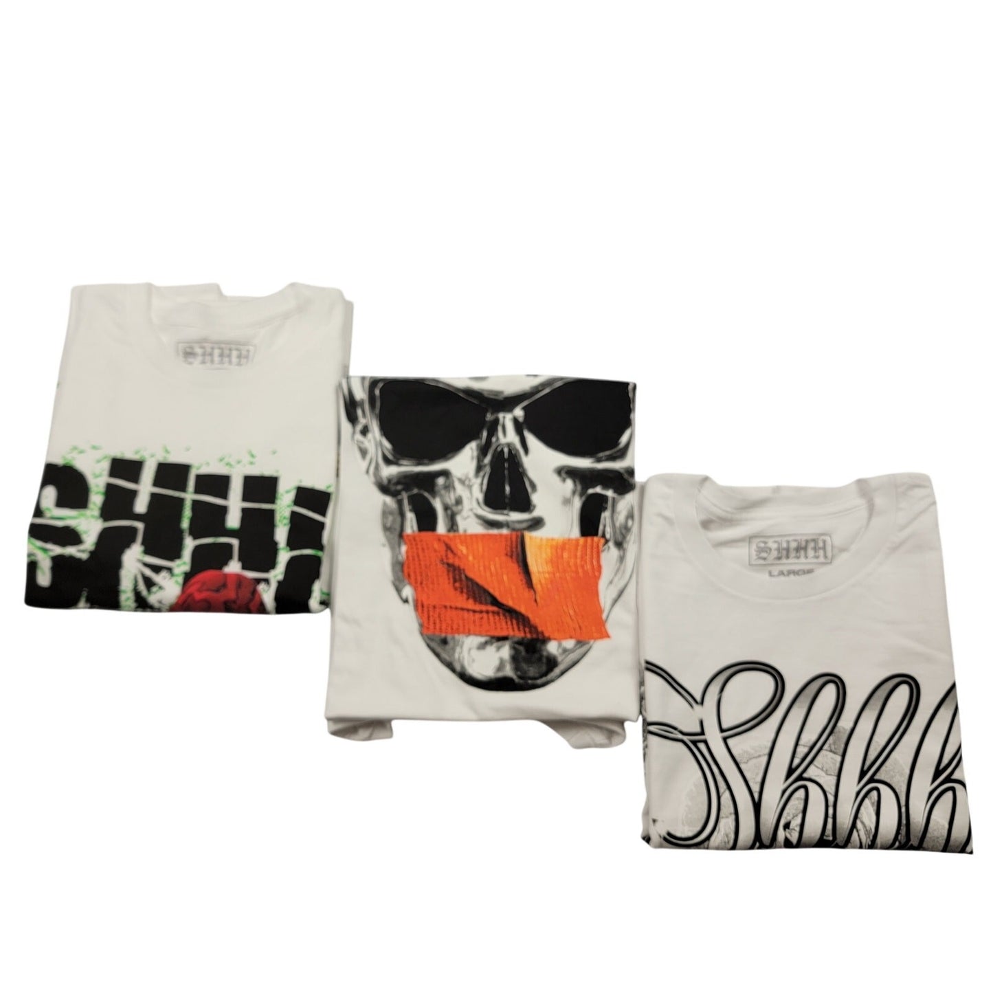 SHHH Bobby Shmurda 3Shirt Bundle Sz L New With Tags Skull + Graphic Tees 7300