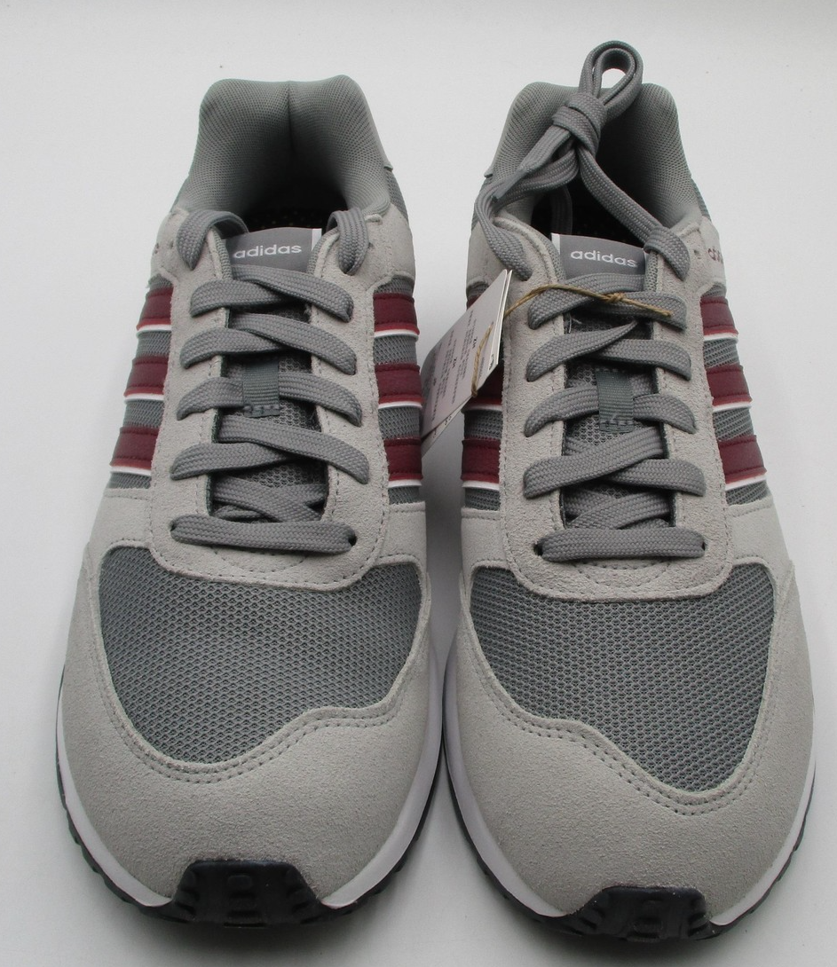 Adidas Run 80s Shoes Mens Size 10.5 Gray Burgundy Suede Low Top Sneakers ID18825