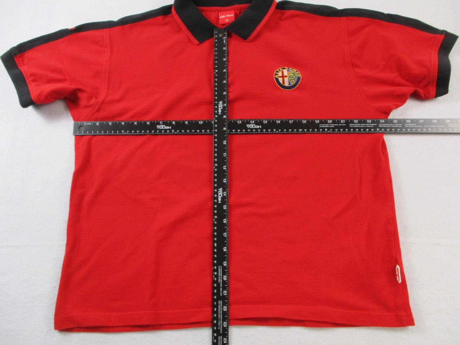 Alfa Romeo Polo Shirt Men 2XL Red Black Short Sleeve Racing Automotive Logo 15605