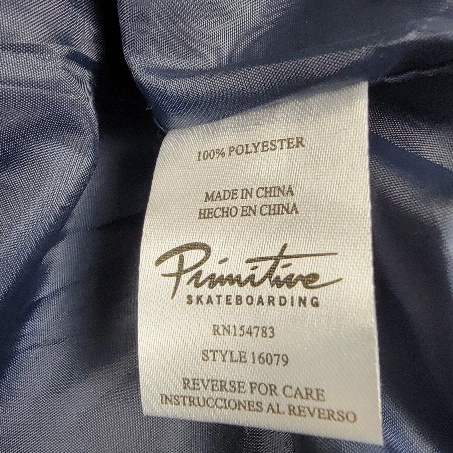 Primitive Dirty P Satin Varsity Jacket Navy Men’s L Skateboard Streetwear