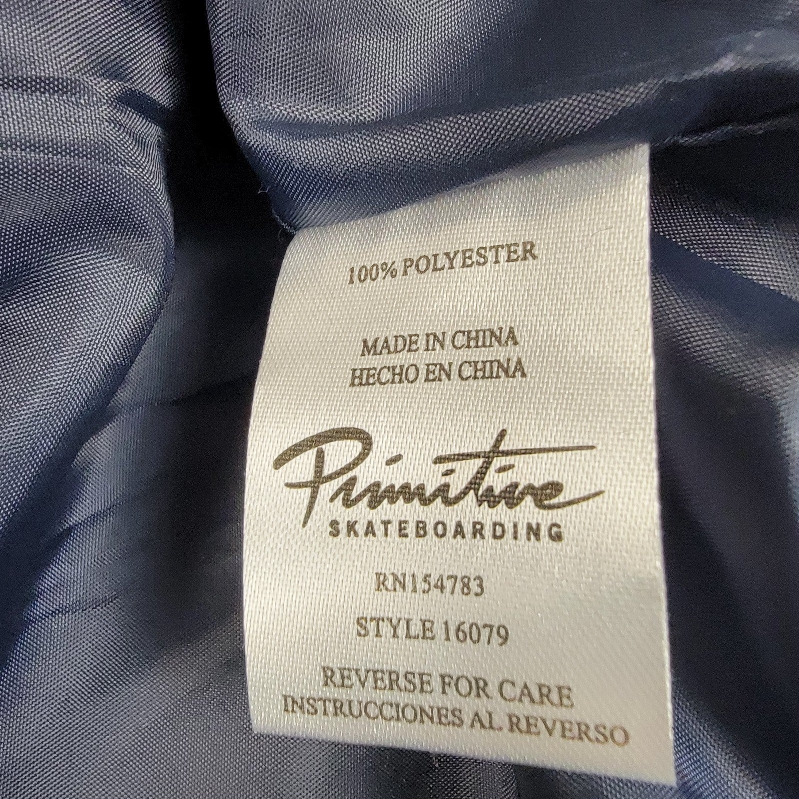 Primitive Dirty P Satin Varsity Jacket Navy Men’s L Skateboard Streetwear