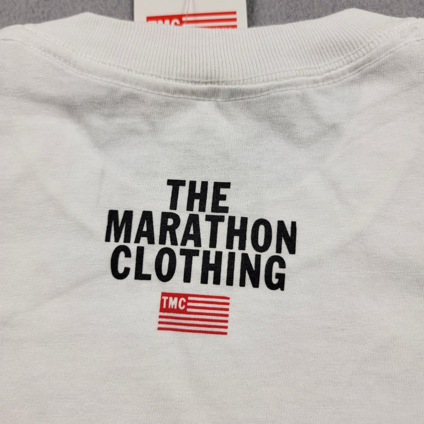 The Marathon Clothing TMC Shirt Mens Small White Graphic Tee Logo Run A Lap3
