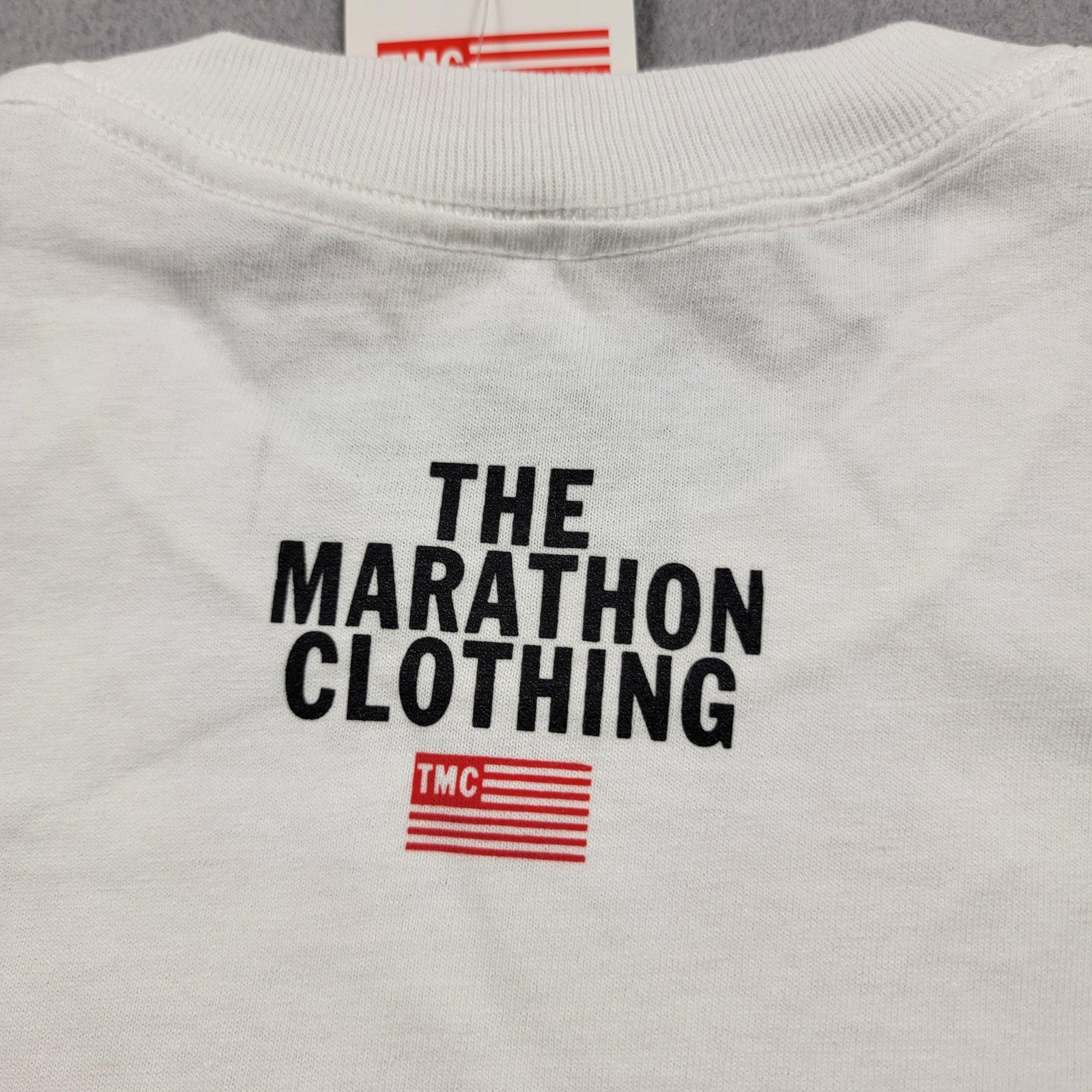 The Marathon Clothing TMC Shirt Mens Small White Graphic Tee Logo Run A Lap3
