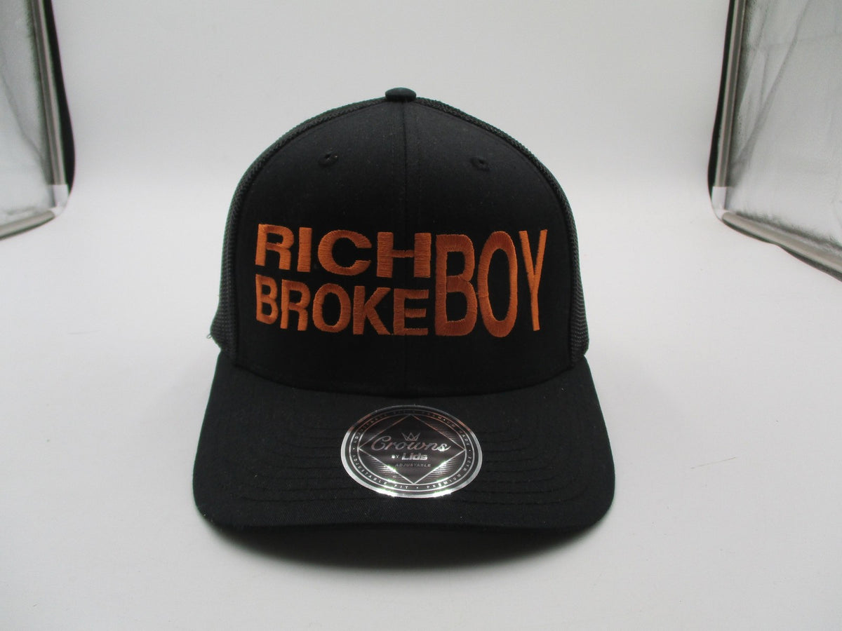 Crowns By Lids Hat Cap Snap Back Mens One Size Black Rich Broke Boy Trucker Mesh0